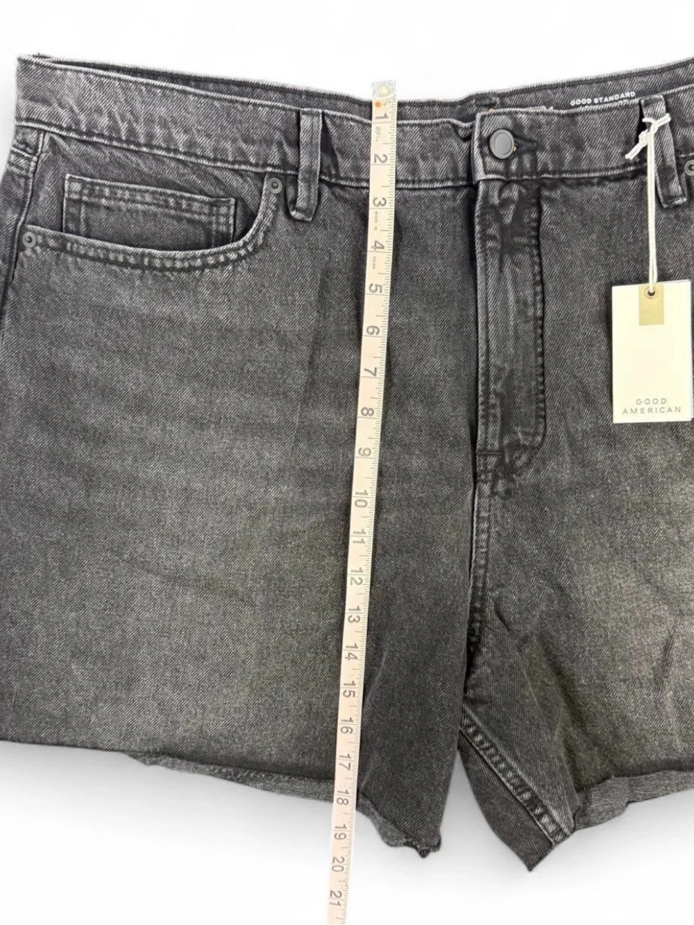 Good American Good Standard Long Short plus Size 18 Charcoal Cutoff Jean Shorts